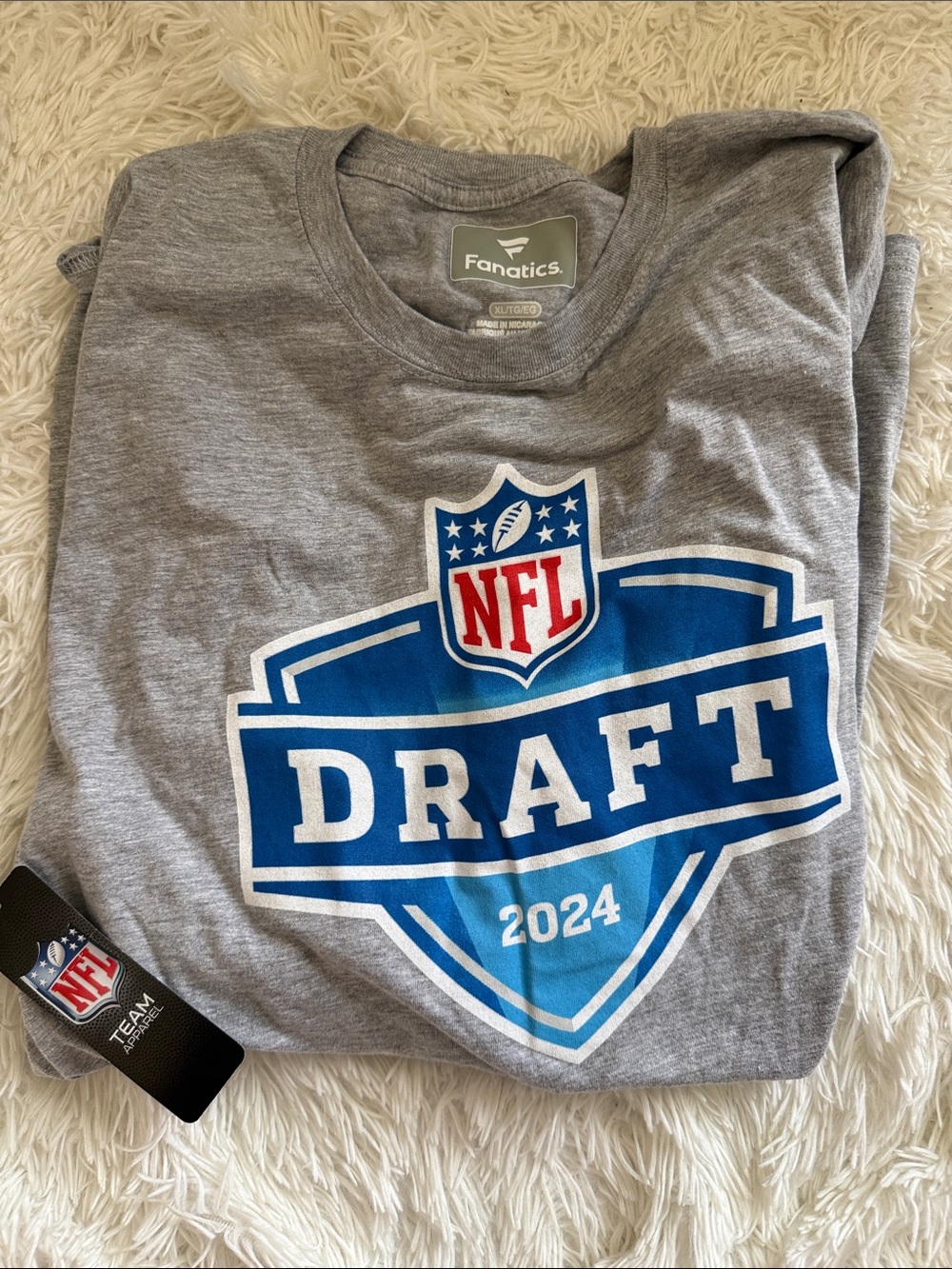 Fanatics Grey NFL Draft 2024 Graphic Tee with Blue Logo